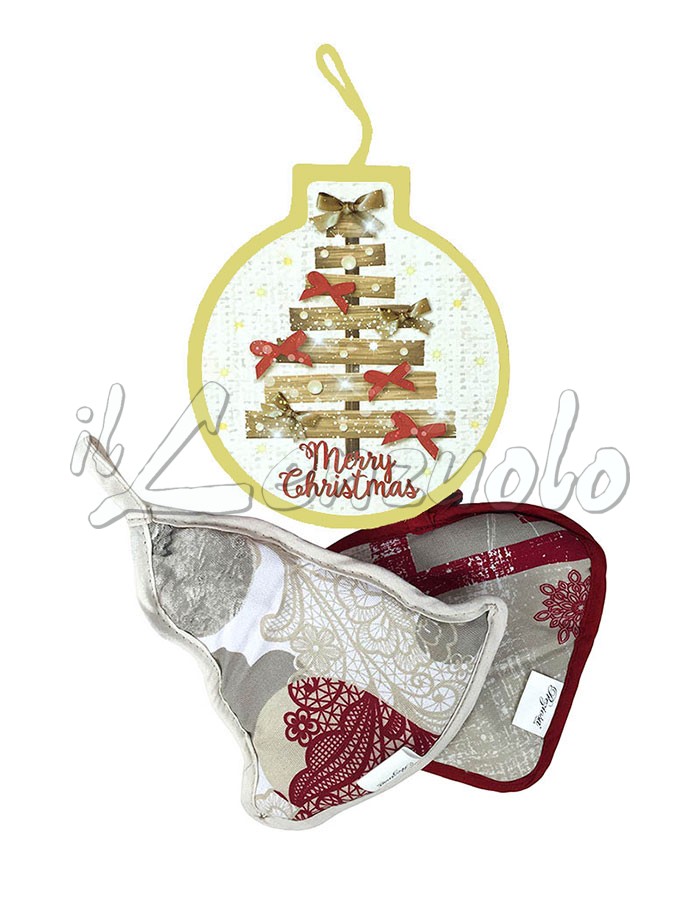 Regalo Di Natale 2.Set Regalo Cucina Natalizio 2 Presine Imbottite Sfera